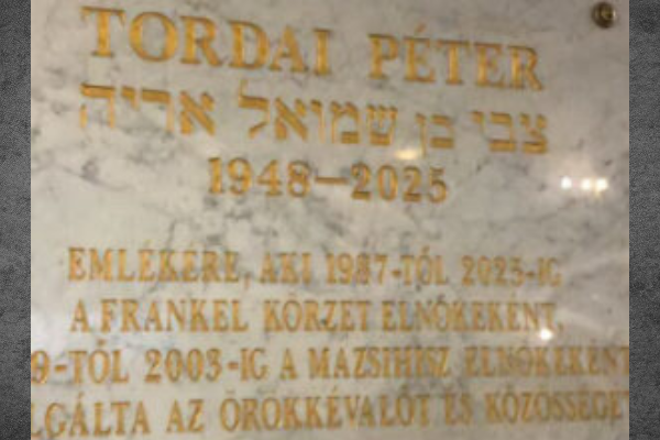 Pénteken avatják Tordai Péter emléktábláját a Frankel zsinagógában